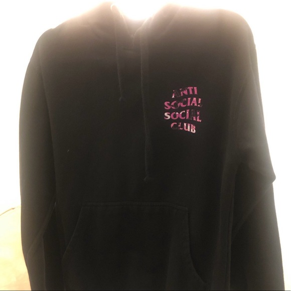SALE🌠Auth. Rare. Anti Social Social Club ASSC Pink Camo text hoodie black small - Picture 5 of 6